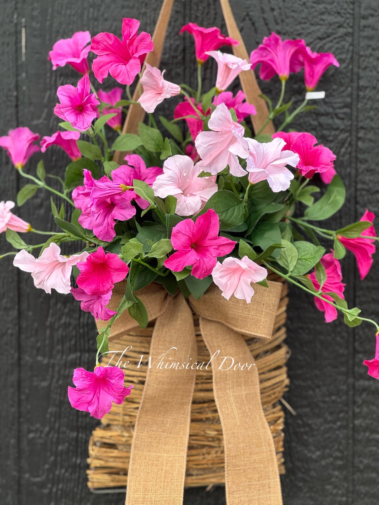 Petunia basket wreath Pink