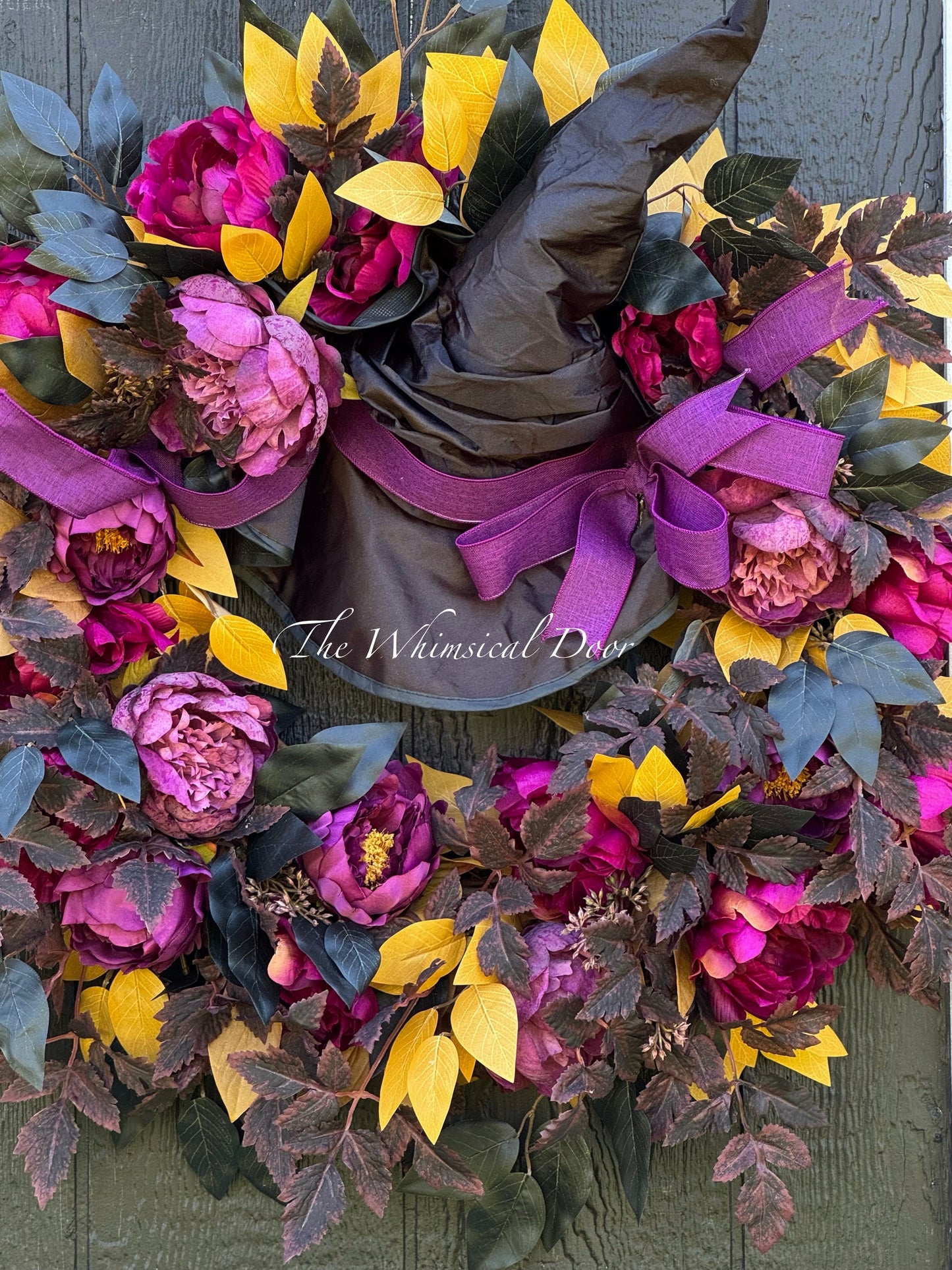 Witch hat wreath - Halloween wreath - Fall Wreath - Whimsical Halloween wreath
