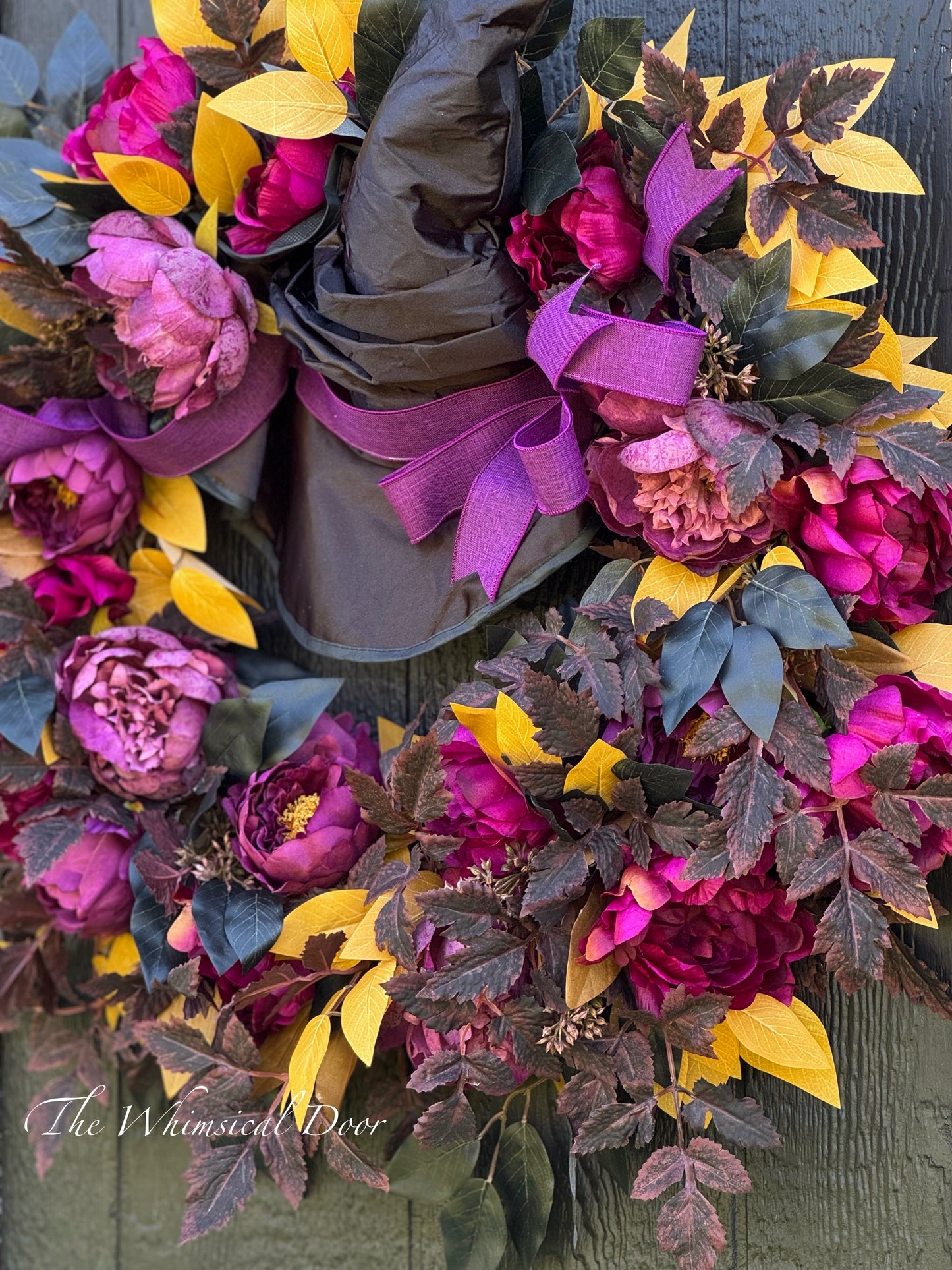 Witch hat wreath - Halloween wreath - Fall Wreath - Whimsical Halloween wreath