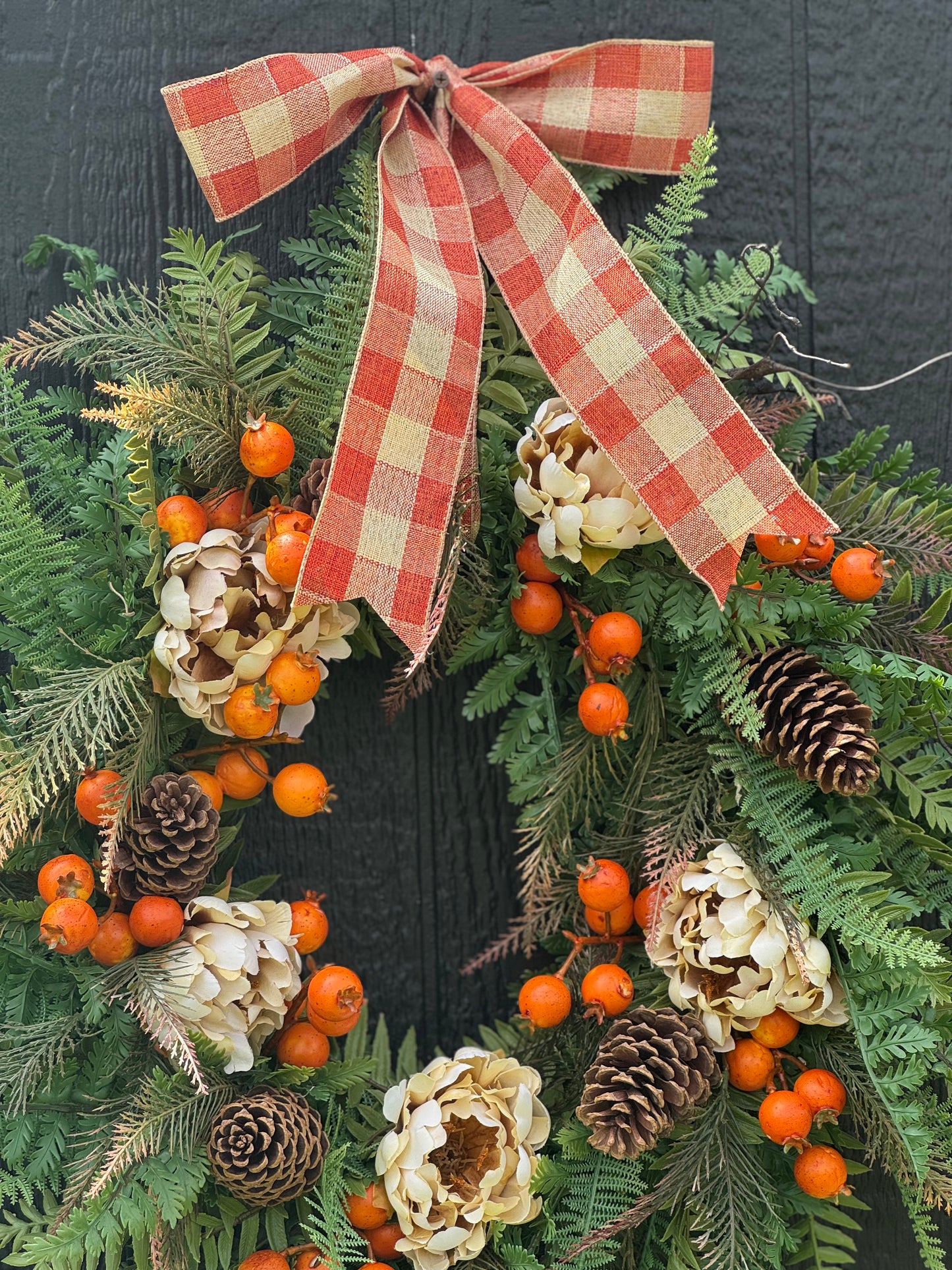 Fall wreath - farmhouse fall wreath - peony and berry fall wreath