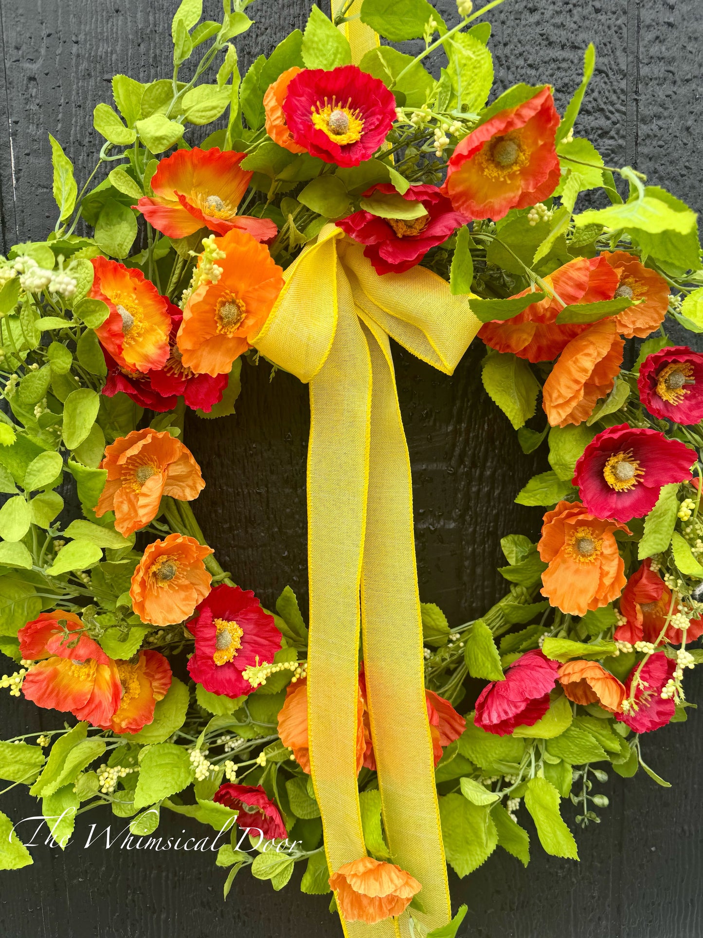 Summer wreath- poppy wreath- new for summer wreath -storm door wreath