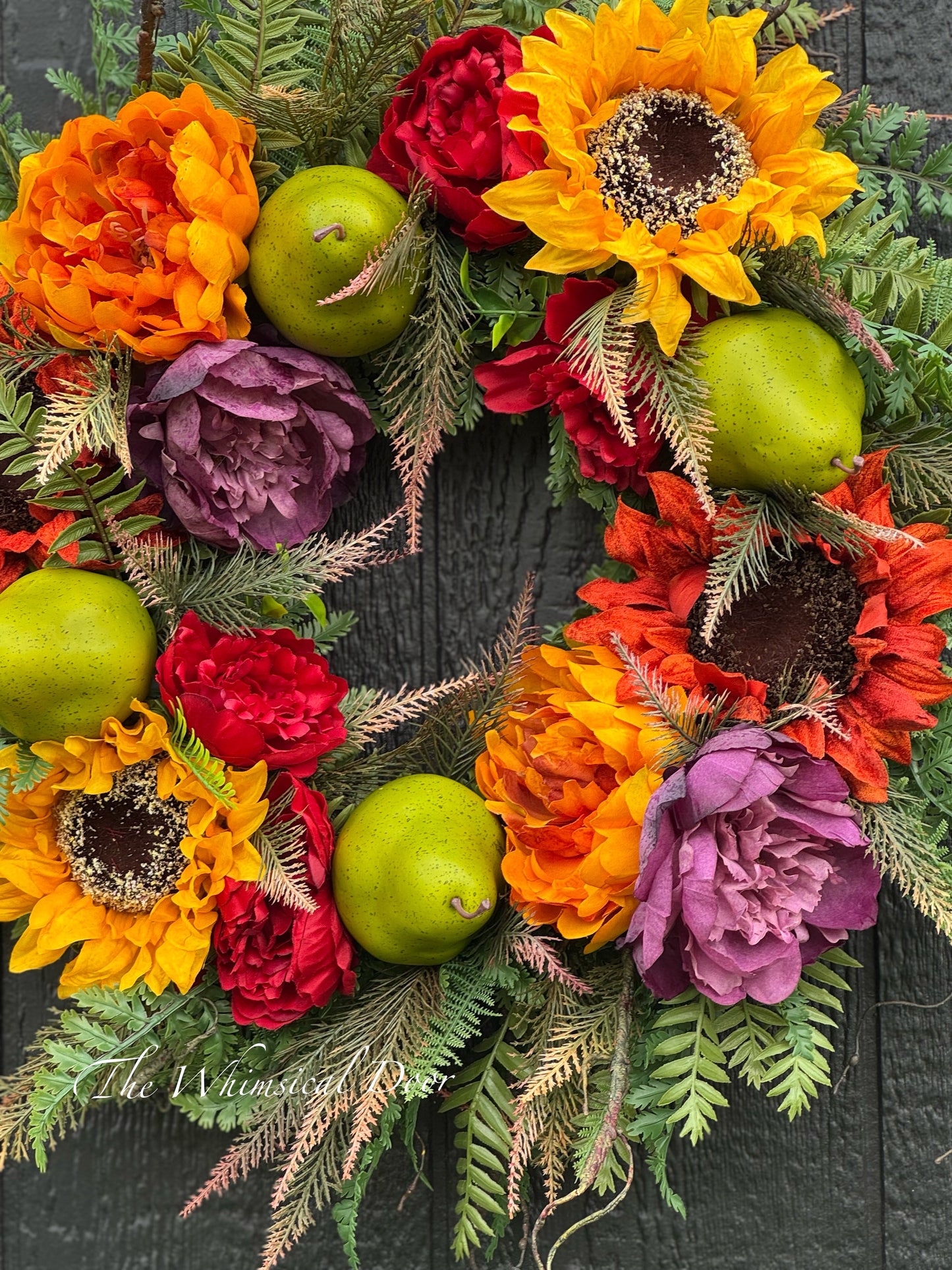 Fall Sunflower Wreath | Autumn Door Wreath with Fall Foliage & Greenery | Rustic Front Door Decor | Fall Wreath for Porch