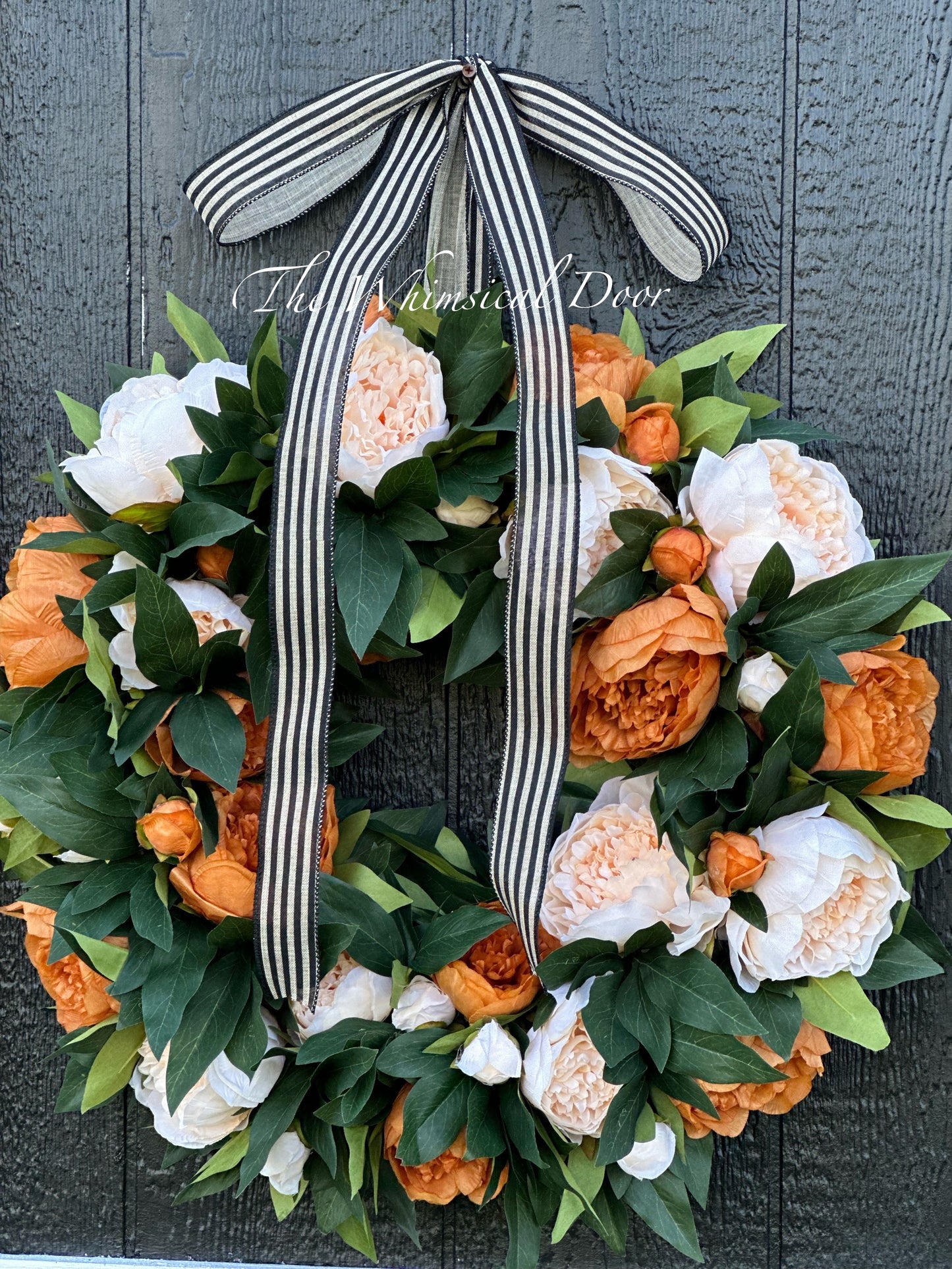 Coffee and cream fall peony wreath