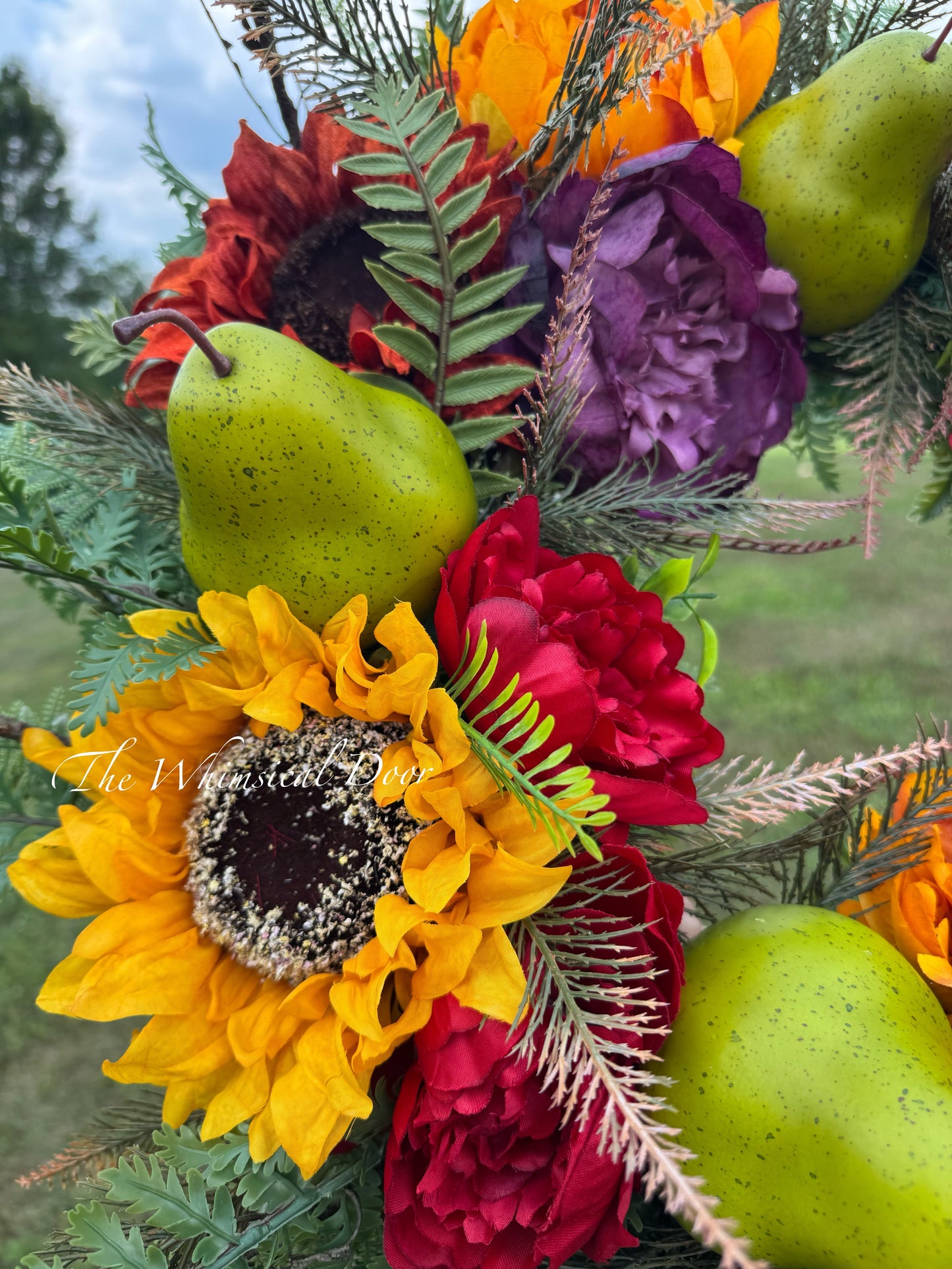 Fall Sunflower Wreath | Autumn Door Wreath with Fall Foliage & Greenery | Rustic Front Door Decor | Fall Wreath for Porch