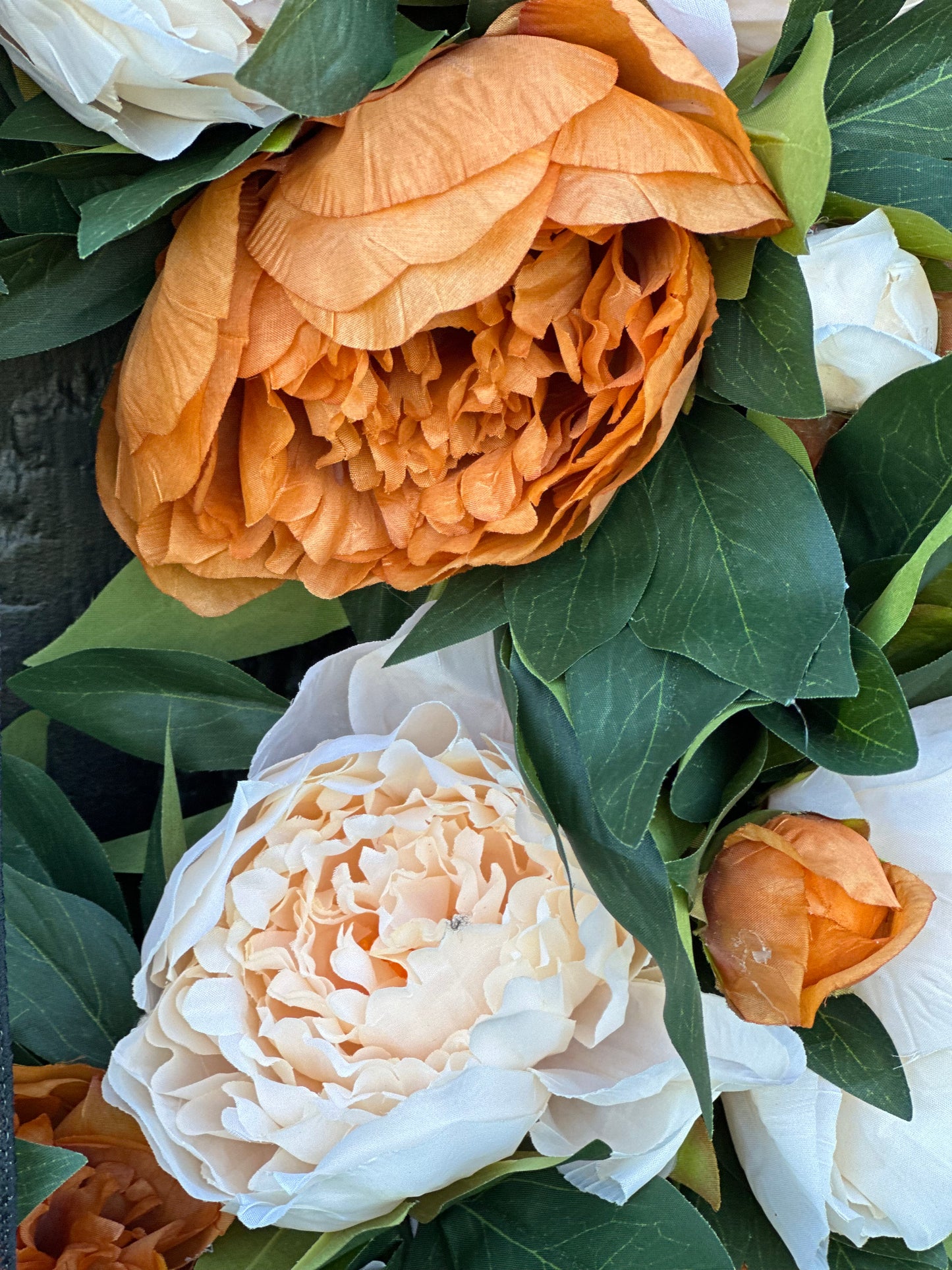 Coffee and cream fall peony wreath