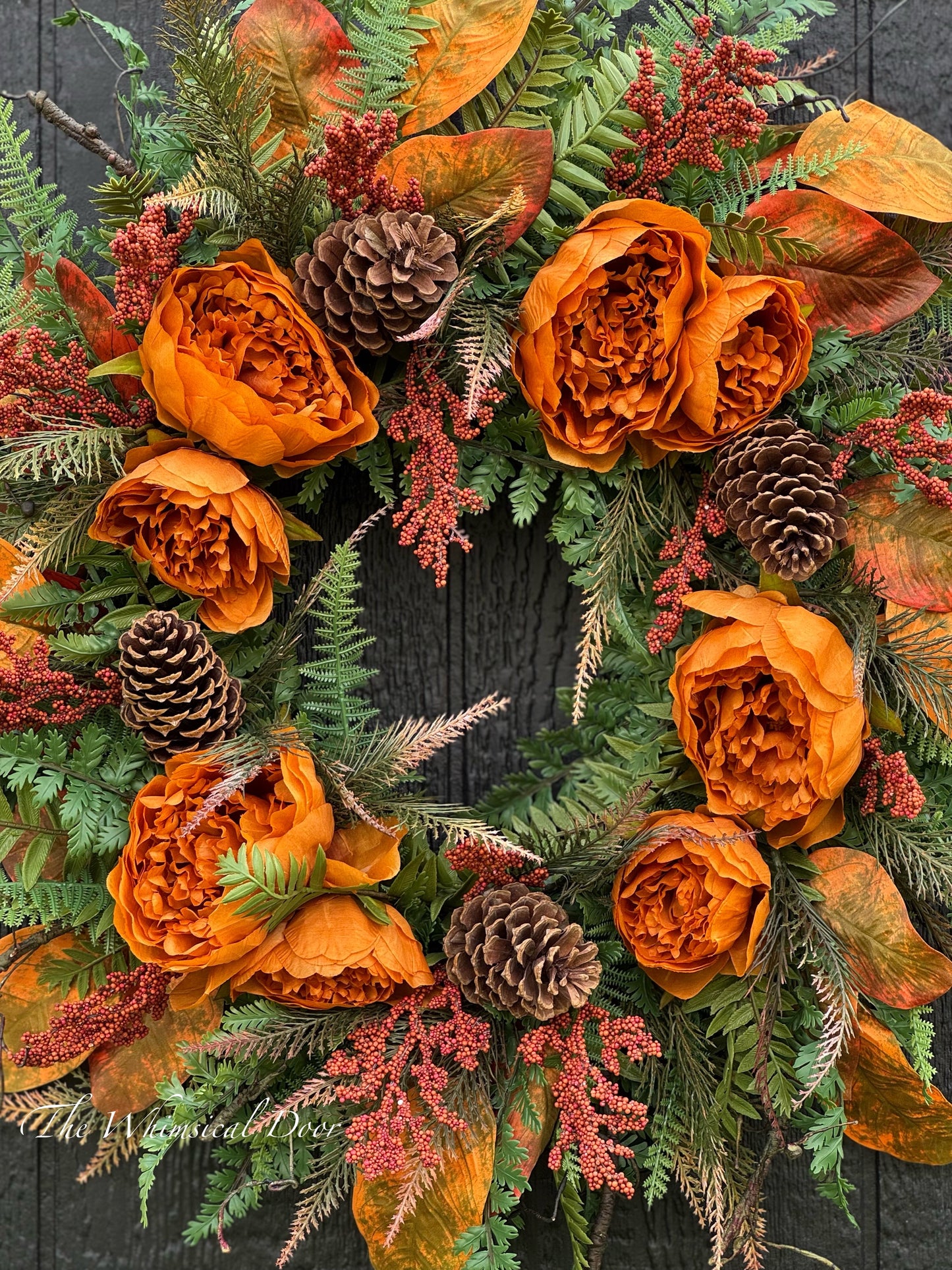 Peony and Pinecone rustic fall wreath, Fall Door Wreath, BEST SELLER Peony Wreath, Front Door Wreaths, Holiday Wreaths for Decorating