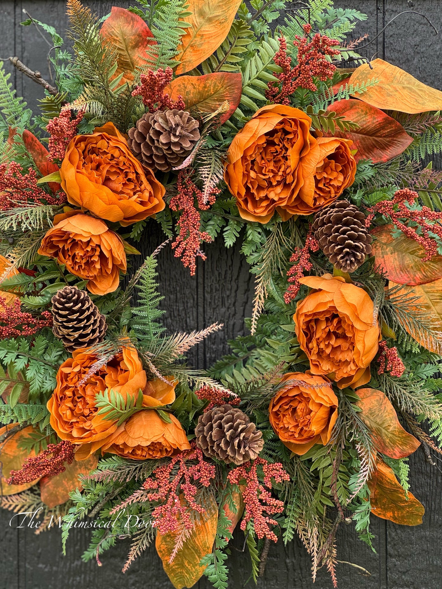 Peony and Pinecone rustic fall wreath, Fall Door Wreath, BEST SELLER Peony Wreath, Front Door Wreaths, Holiday Wreaths for Decorating