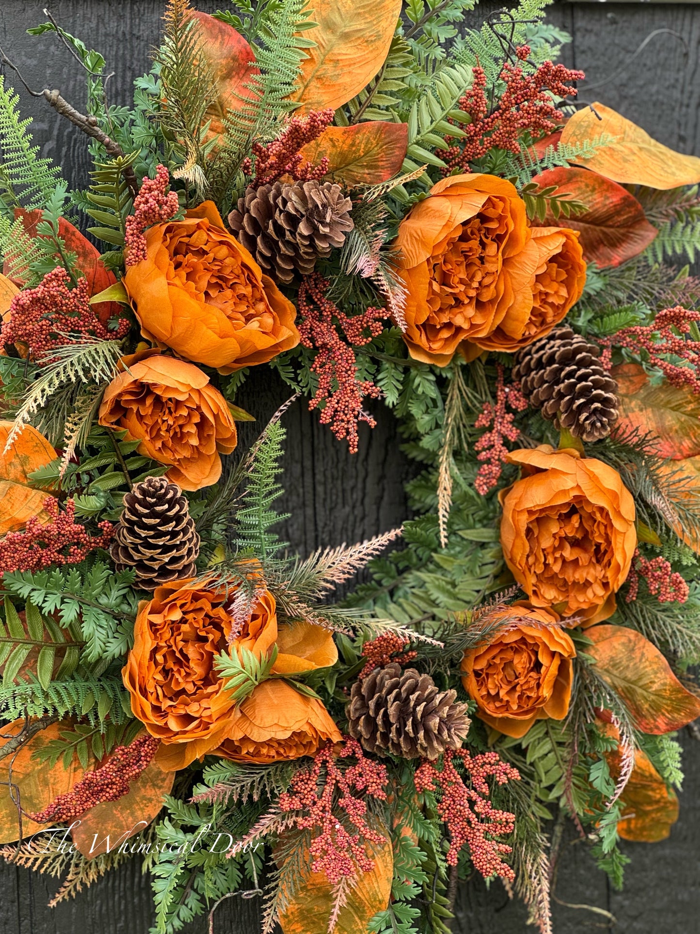 Peony and Pinecone rustic fall wreath, Fall Door Wreath, BEST SELLER Peony Wreath, Front Door Wreaths, Holiday Wreaths for Decorating