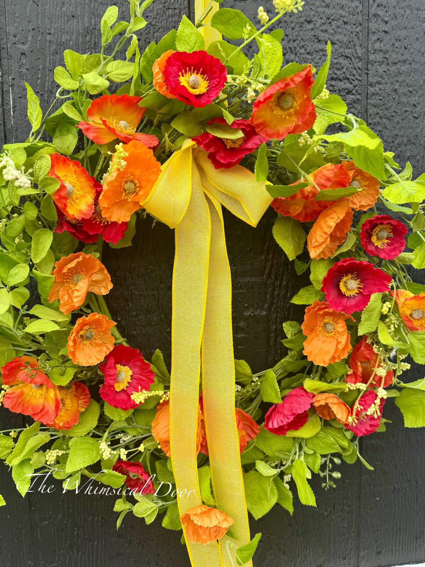 Summer wreath- poppy wreath- new for summer wreath -storm door wreath