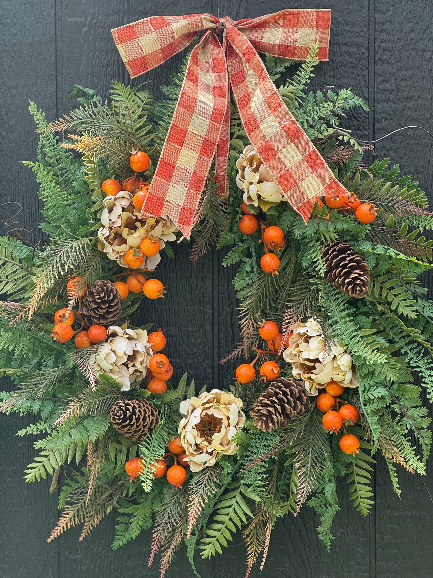 Fall wreath - farmhouse fall wreath - peony and berry fall wreath