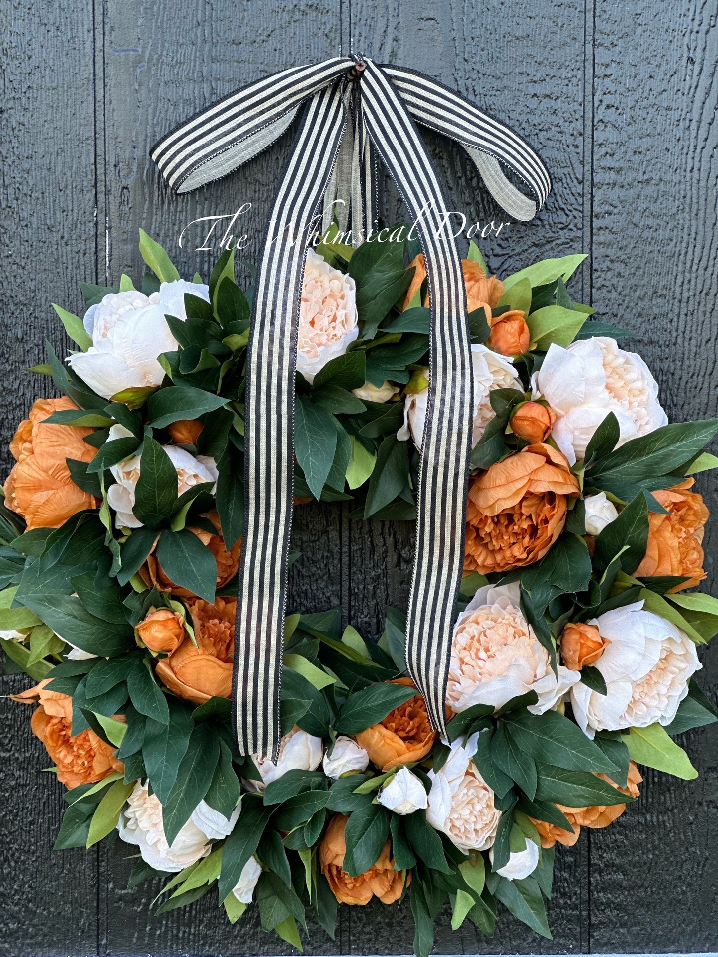 Coffee and cream fall peony wreath