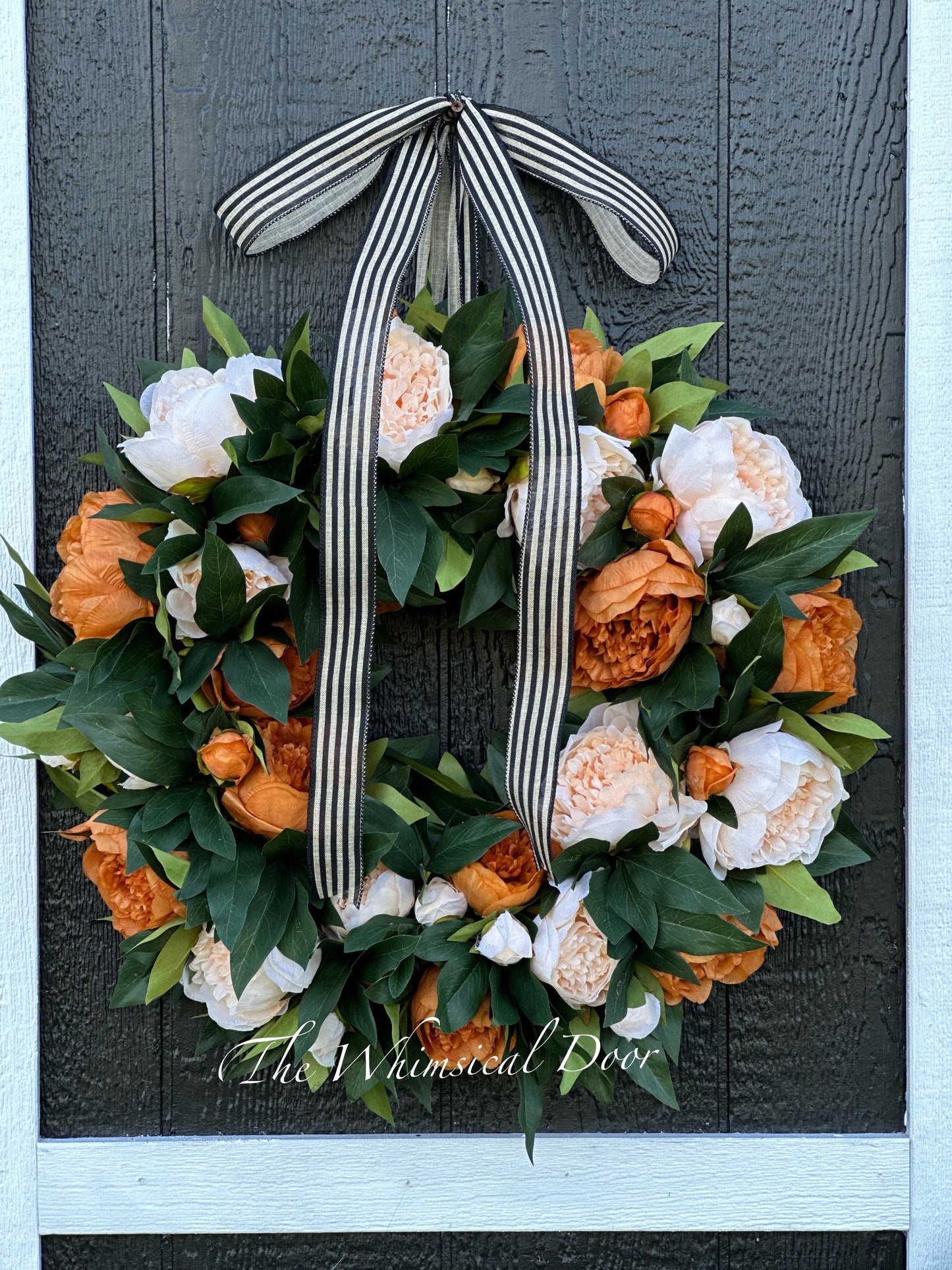 Coffee and cream fall peony wreath