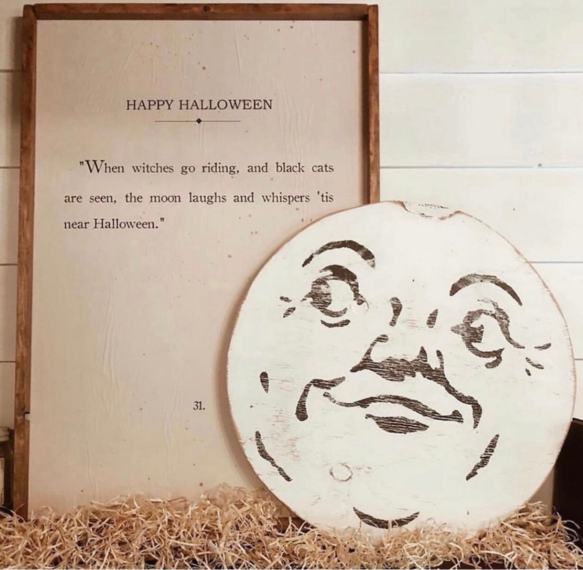 Man in the moon wood sign
