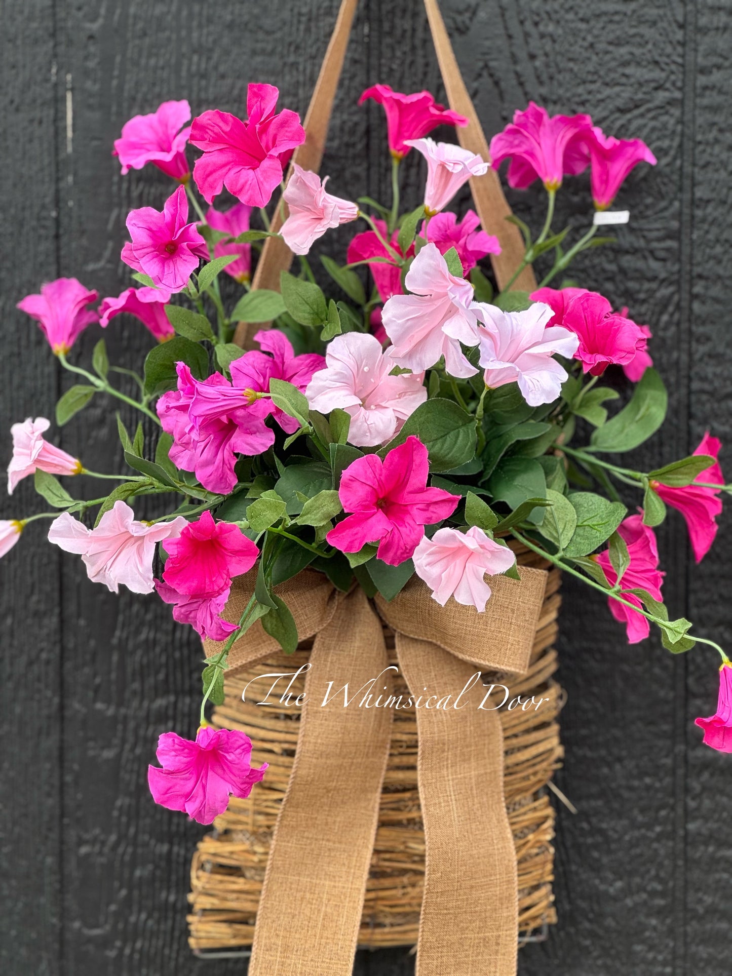Petunia basket wreath Pink