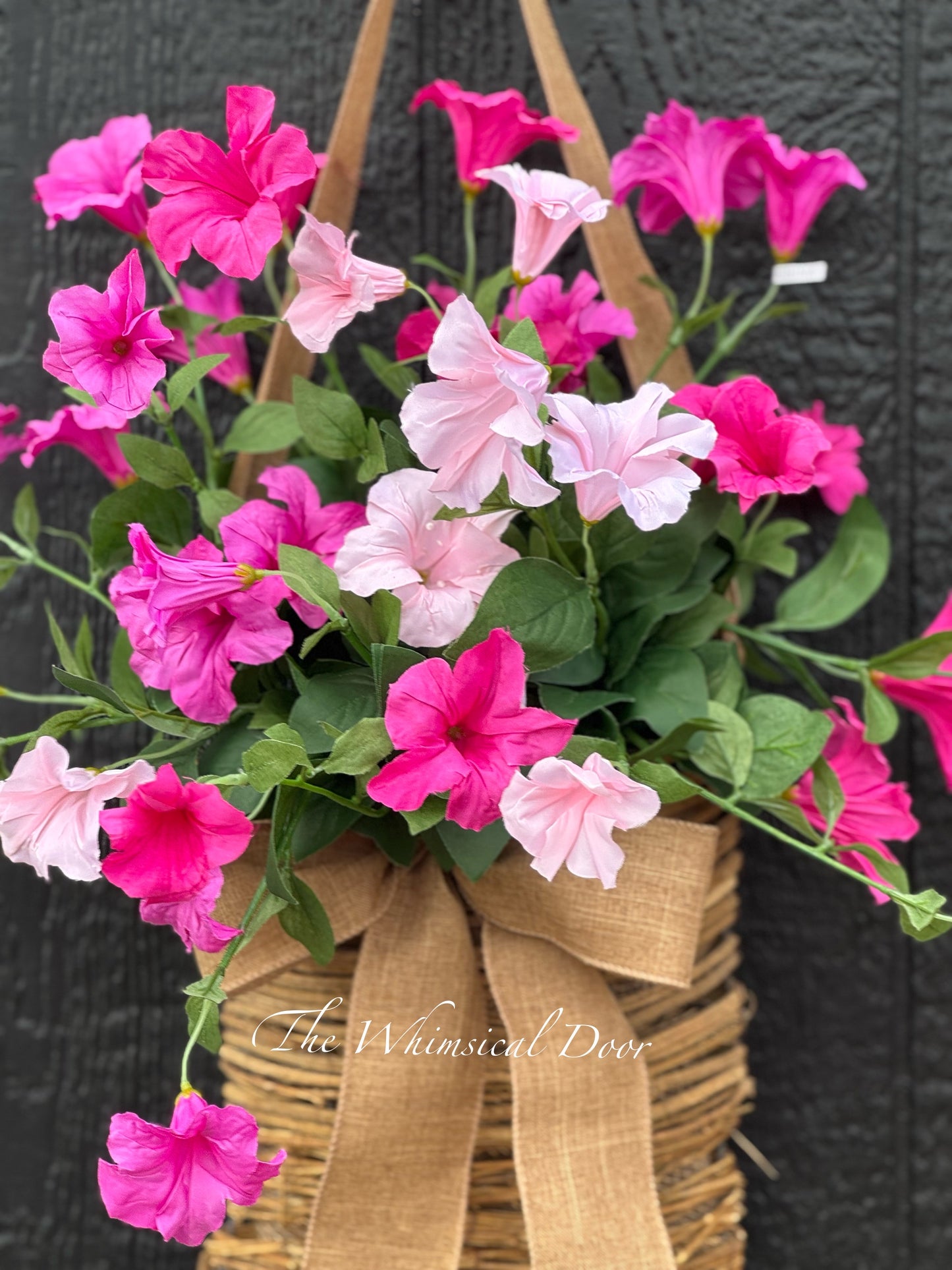 Petunia basket wreath Pink