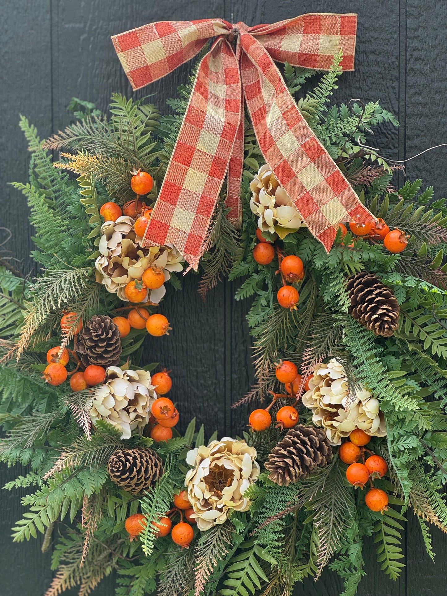 Fall wreath - farmhouse fall wreath - peony and berry fall wreath