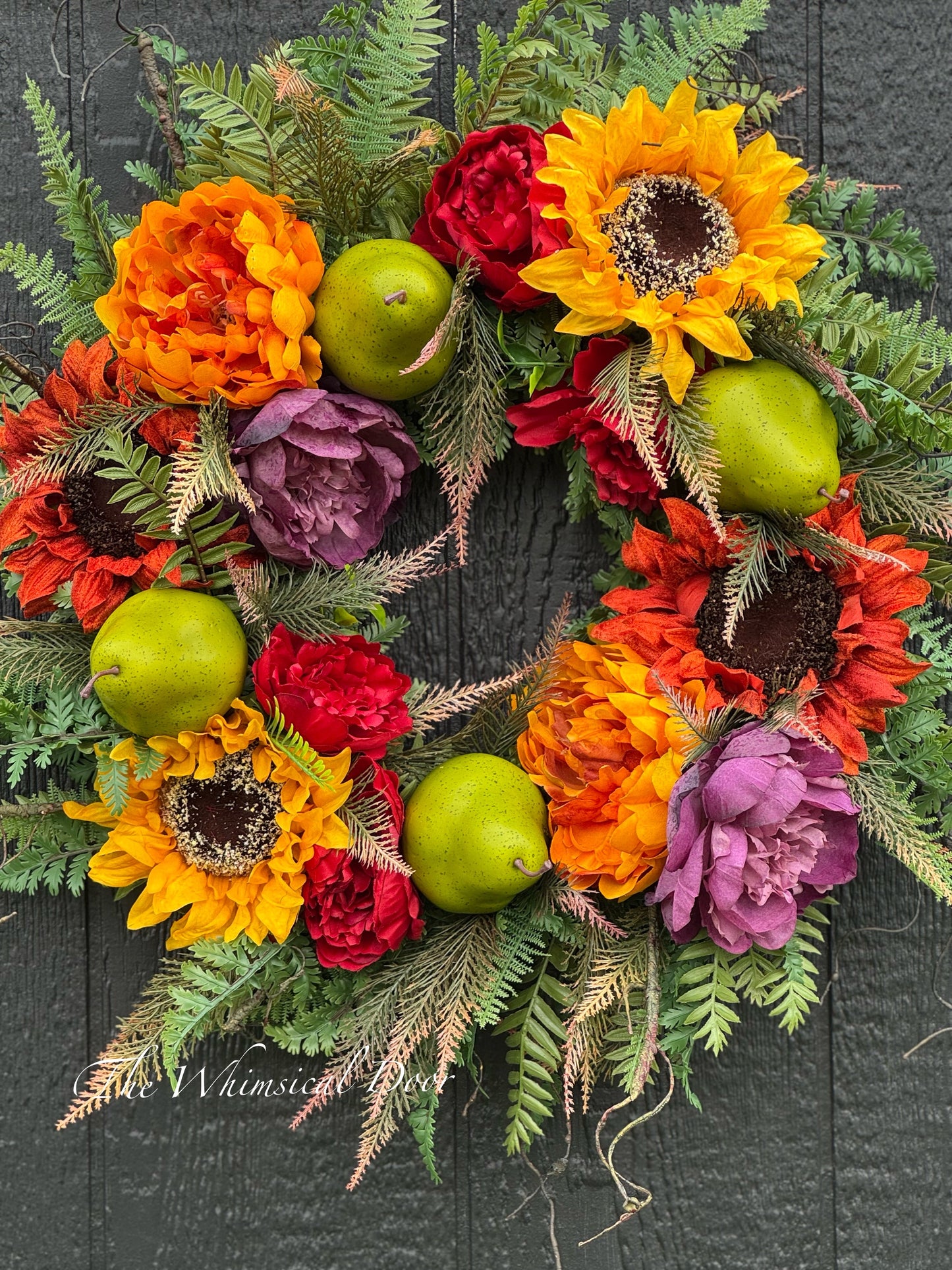 Fall Sunflower Wreath | Autumn Door Wreath with Fall Foliage & Greenery | Rustic Front Door Decor | Fall Wreath for Porch