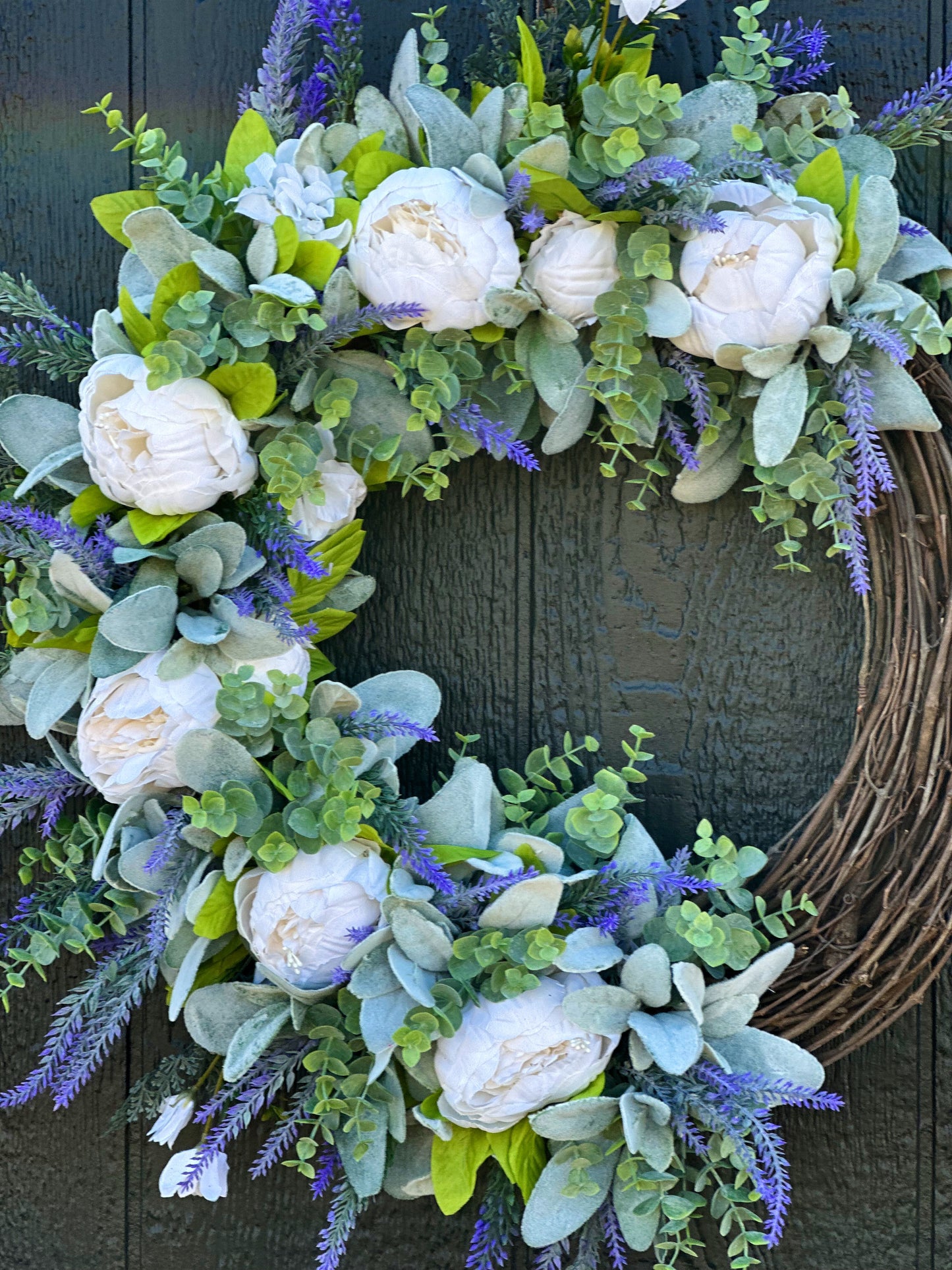 Lavender and peony wreath
