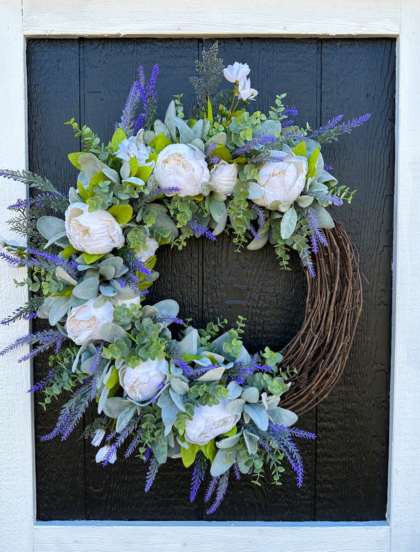 Lavender and peony wreath