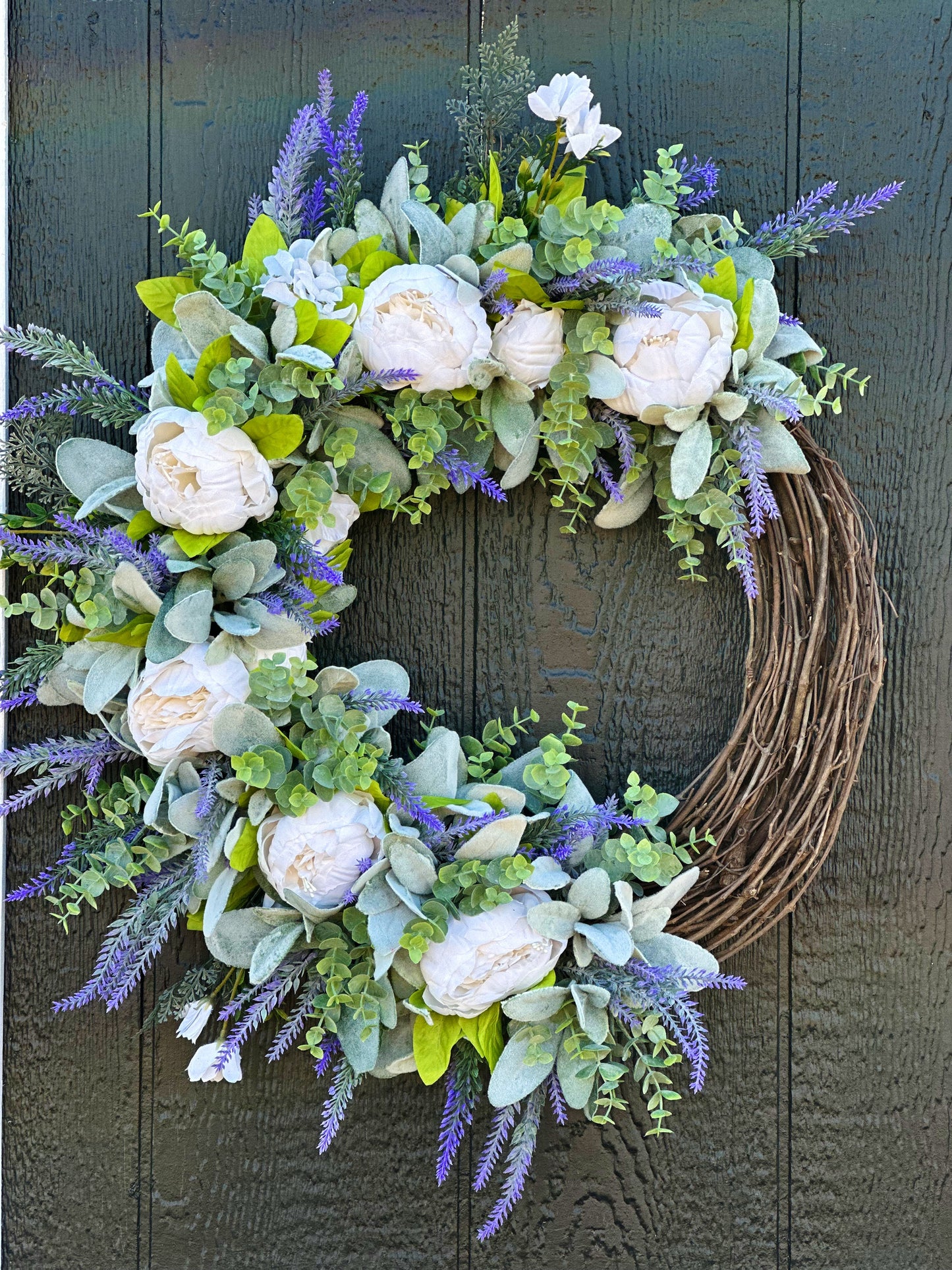 Lavender and peony wreath