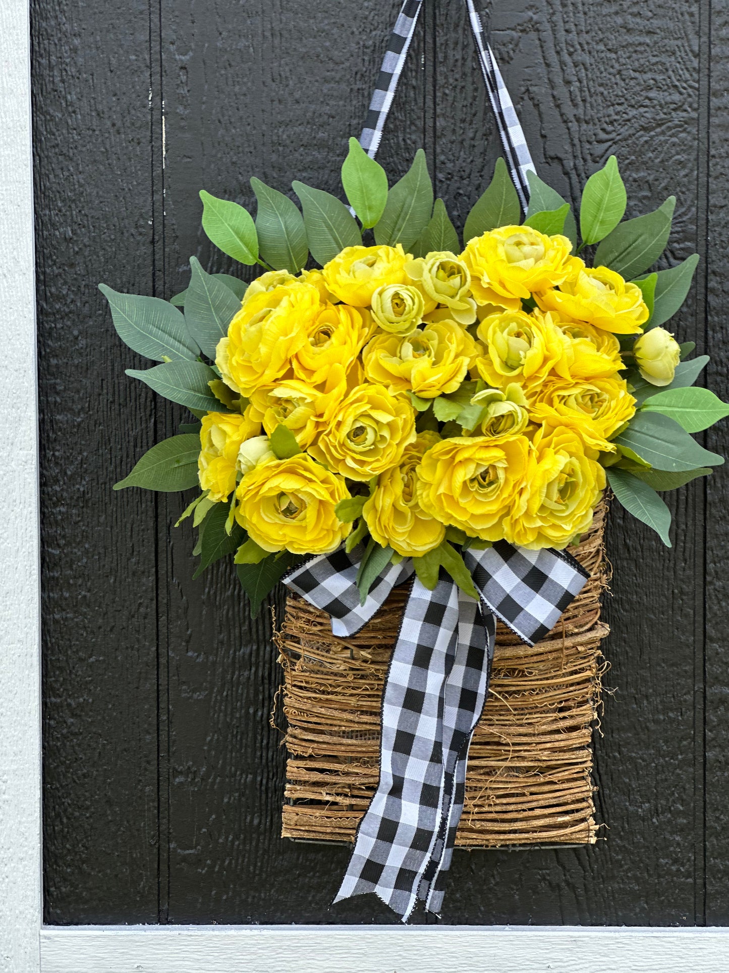Yellow Ranunculus basket wreath