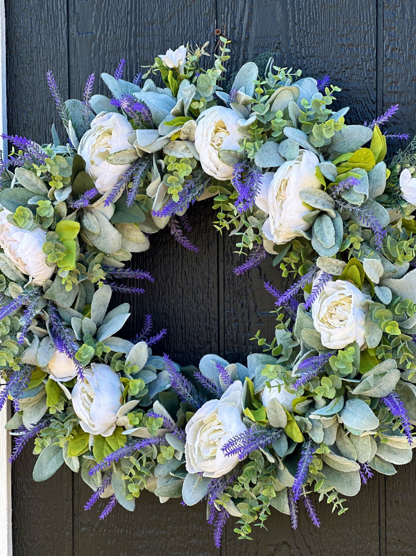 Lavender and peony wreath