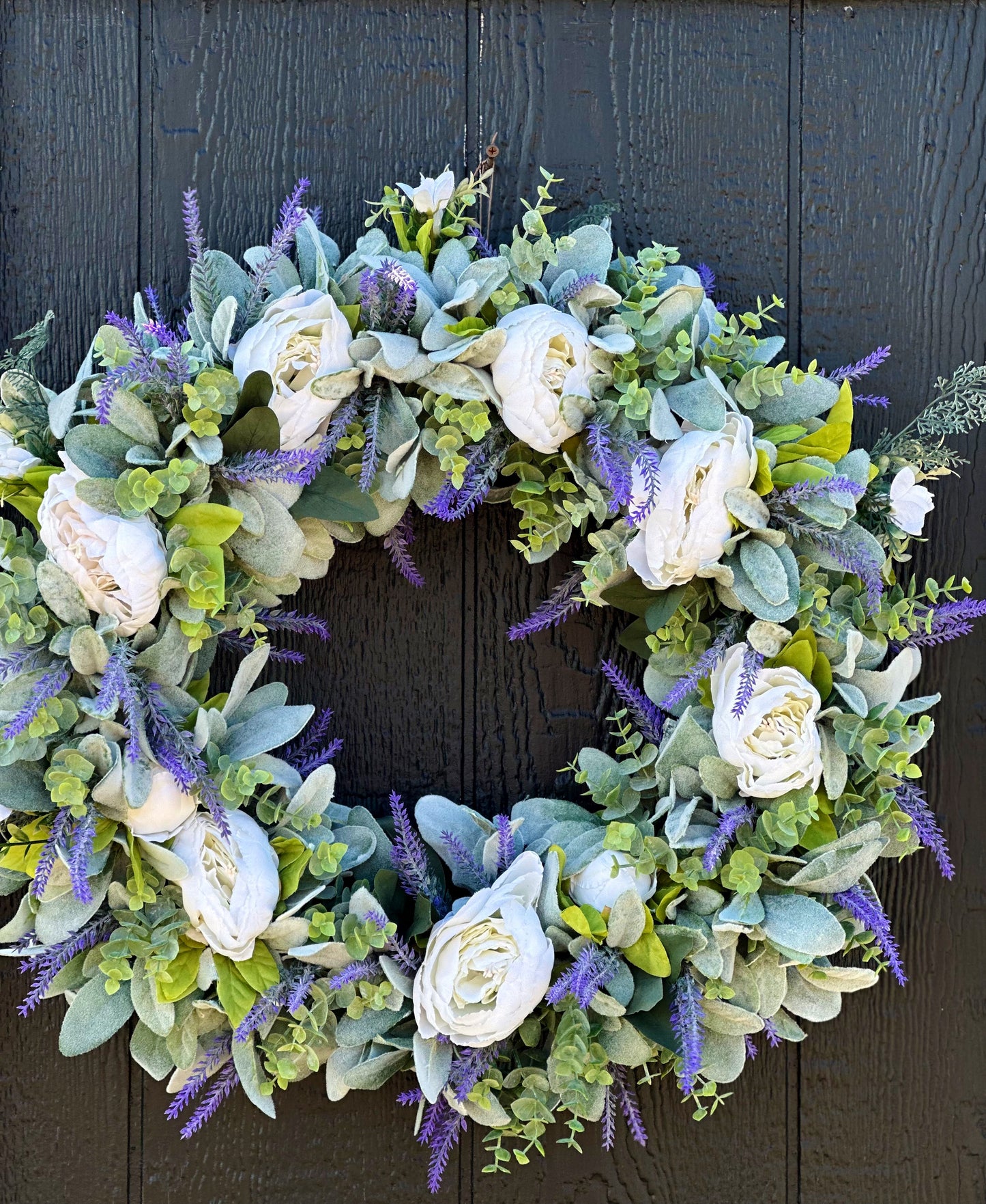 Lavender and peony wreath
