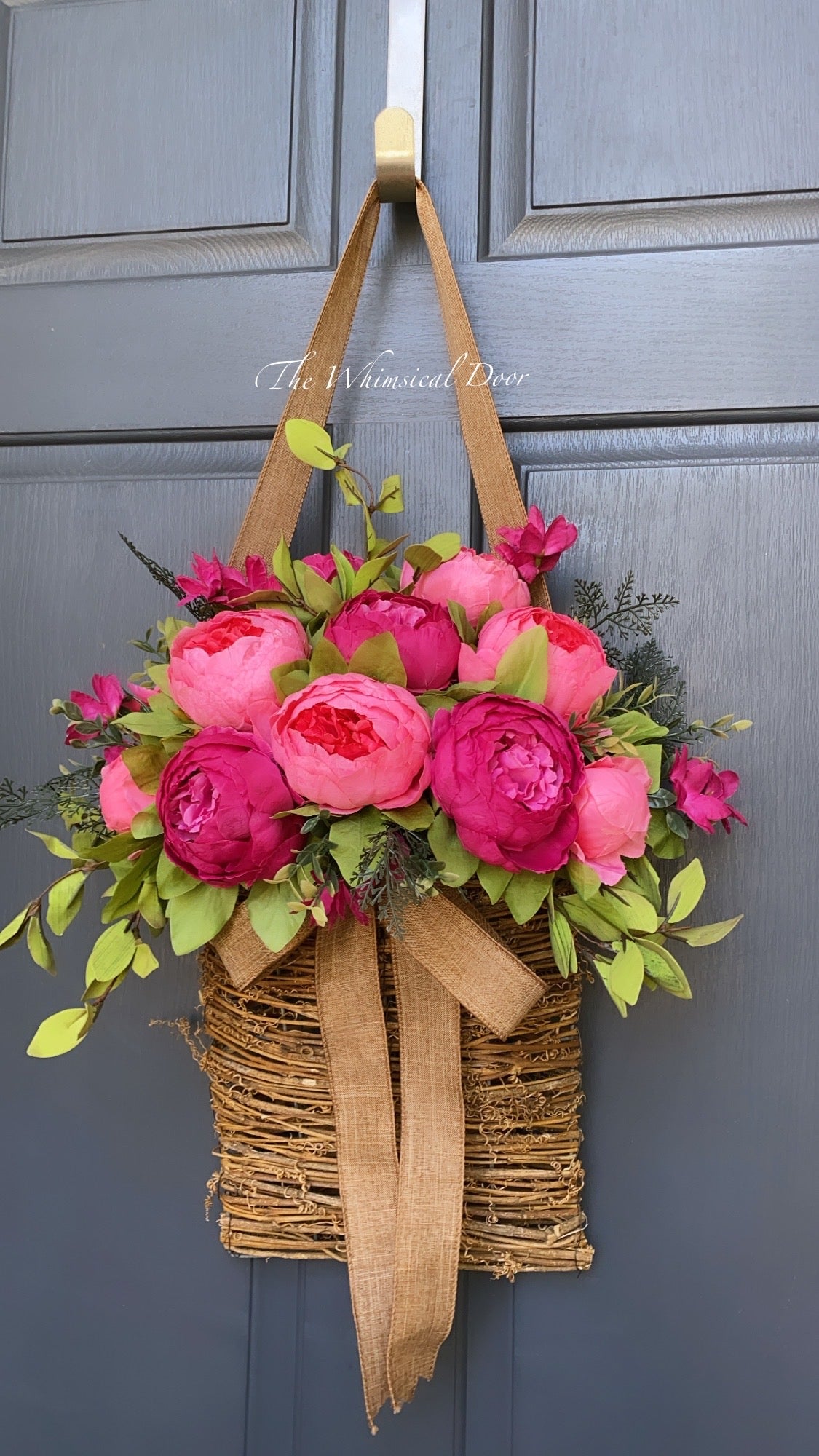 Summer peony basket - summer wreath