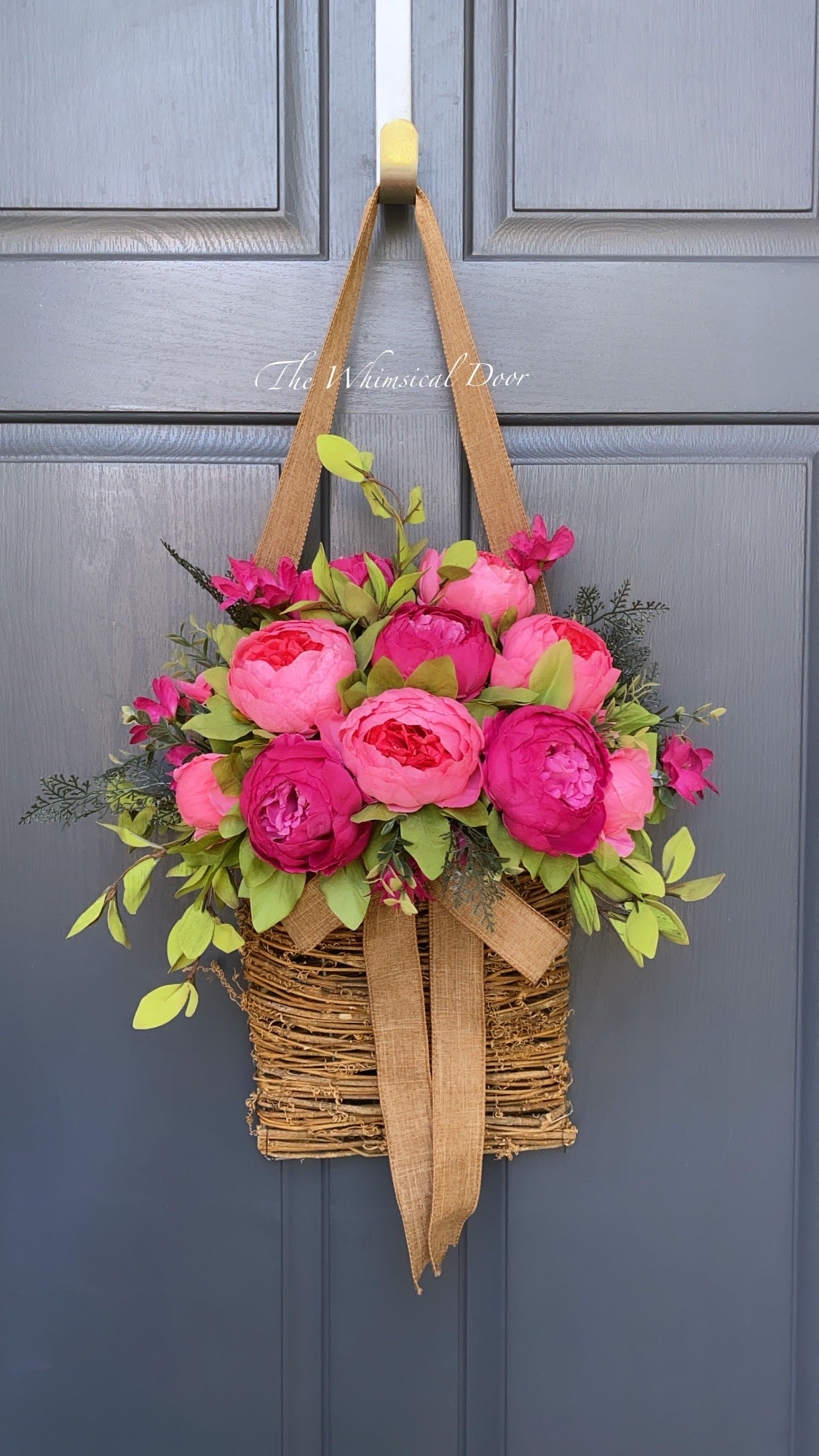 Summer peony basket - summer wreath