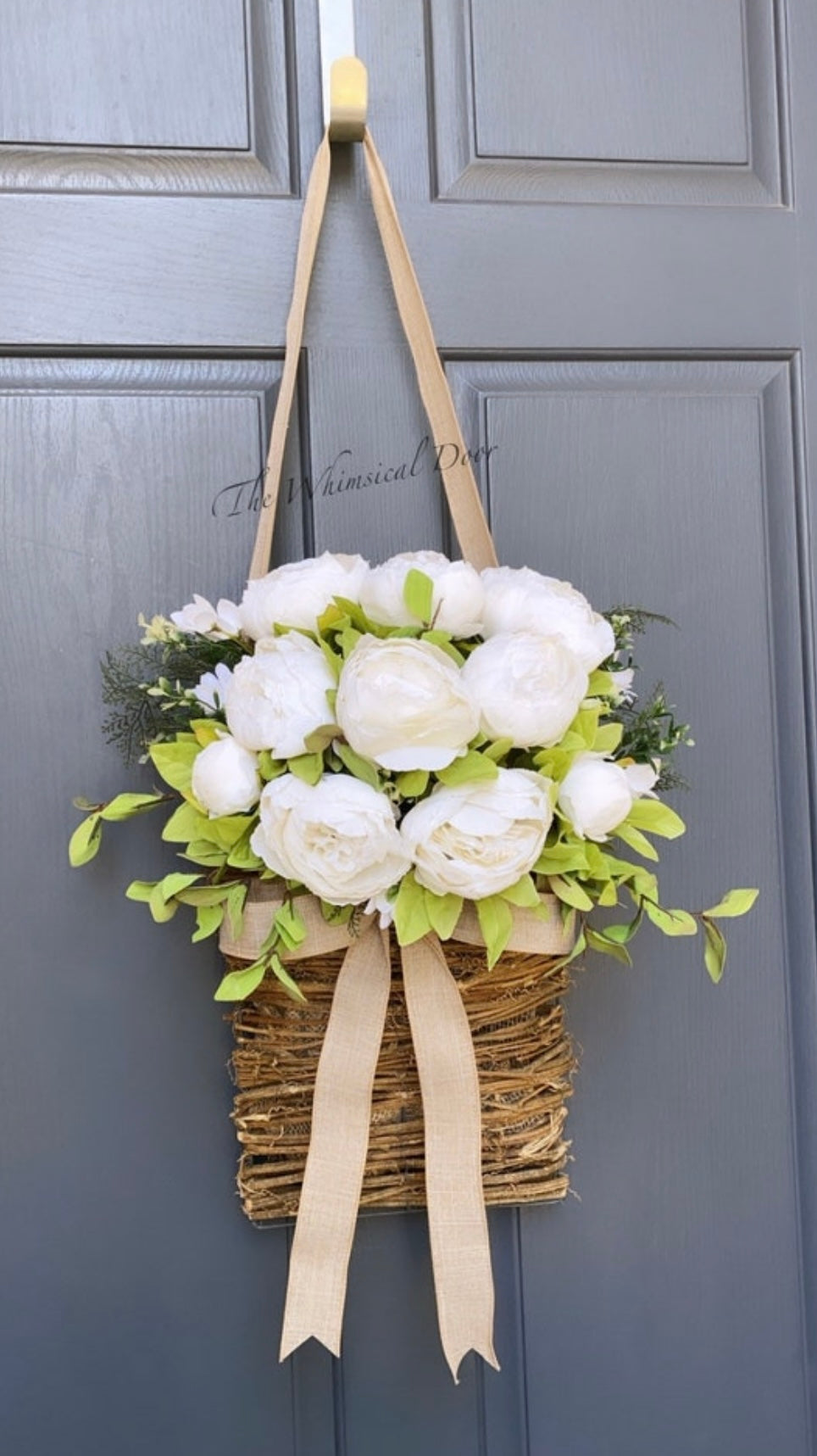 White peony basket