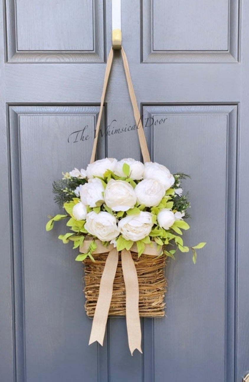 White peony basket