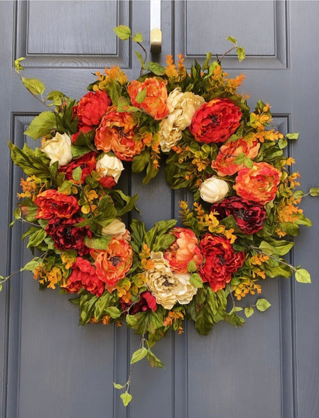 Sunset on summer fall wreath - fall wreath