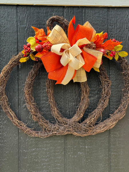 Pumpkin wreath - Thanksgiving wreath- Fall pumpkin wreath