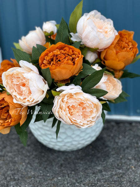 Coffee and cream fall peony wreath