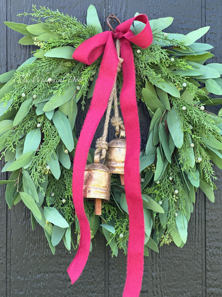 Willow and Juniper wreath red bow