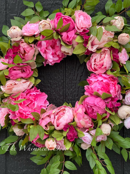 Pink spring wreath - peony wreath - pink peony wreath