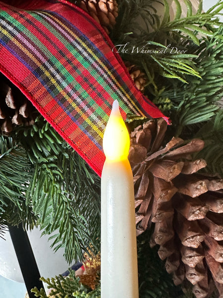 Christmas candle wreath - wreath with candle- battery operated candle wreath - weary traveler