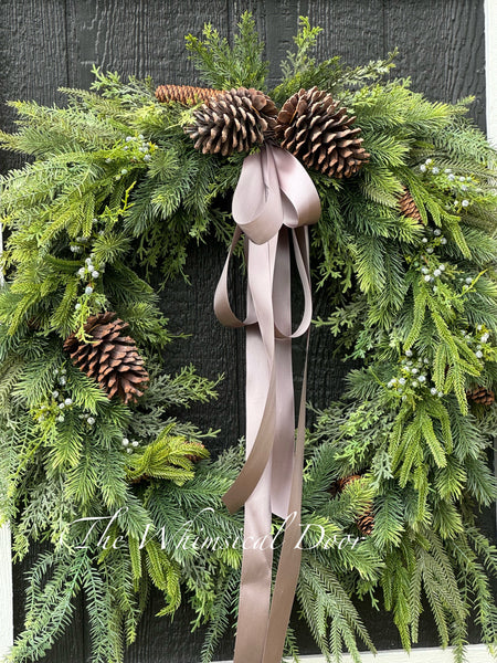 Norfolk pine wreath - Norfolk pine and juniper wreath - Christmas wreath