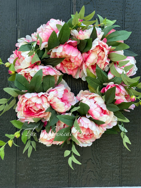 Peony and Eucalyptus wreath