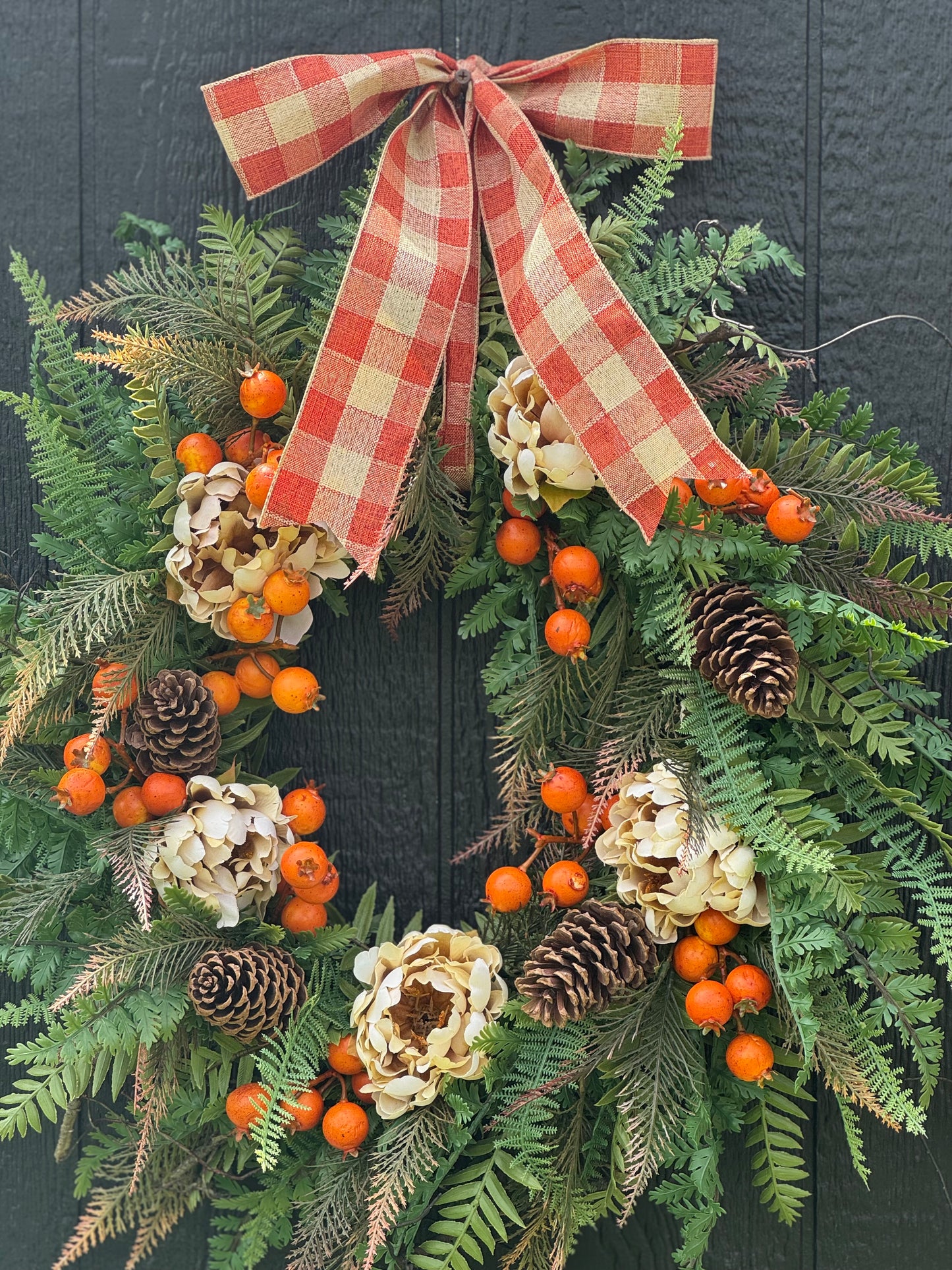 Fall wreath - farmhouse fall wreath - peony and berry fall wreath
