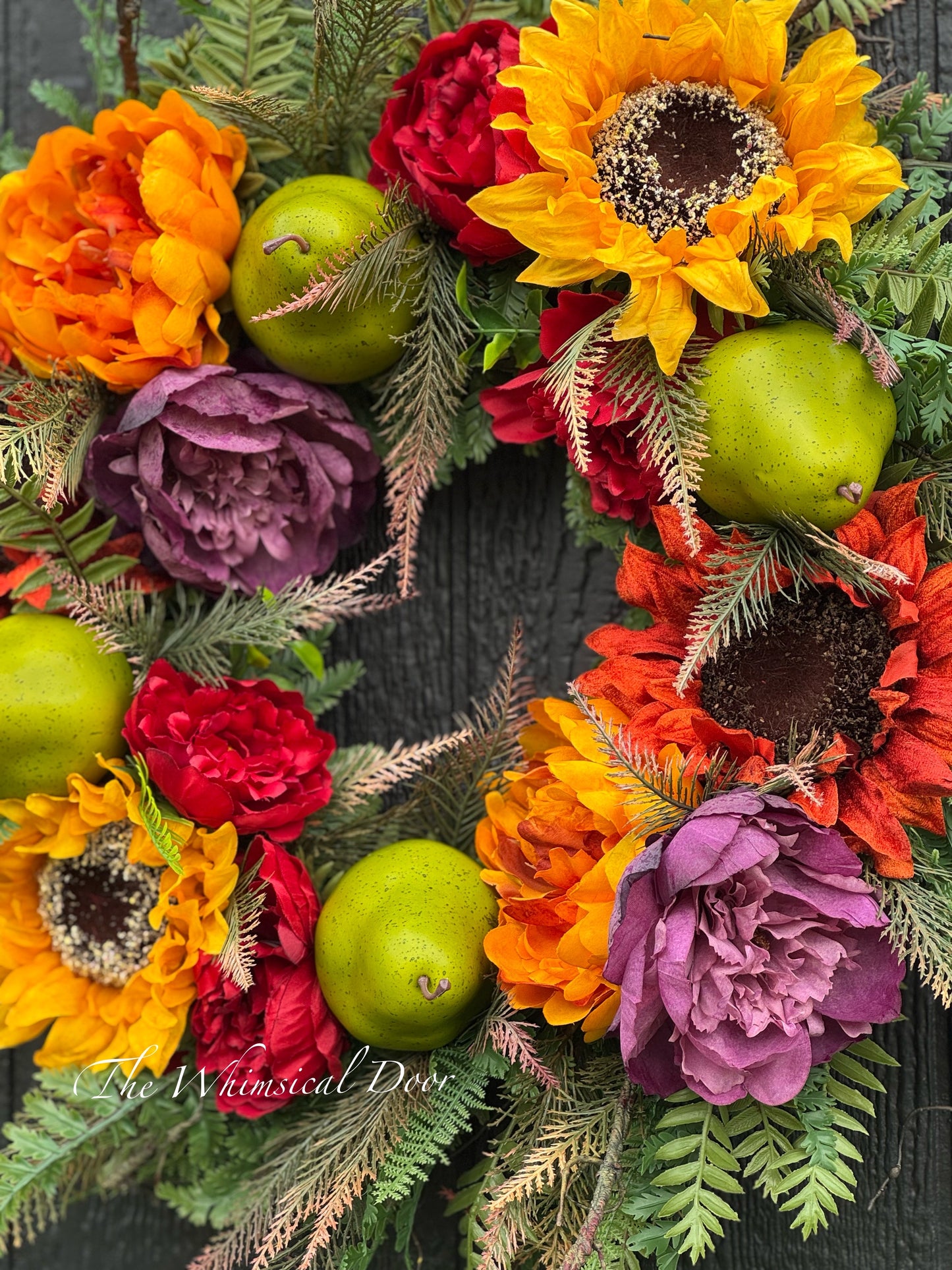 Fall Sunflower Wreath | Autumn Door Wreath with Fall Foliage & Greenery | Rustic Front Door Decor |  Fall Wreath for Porch