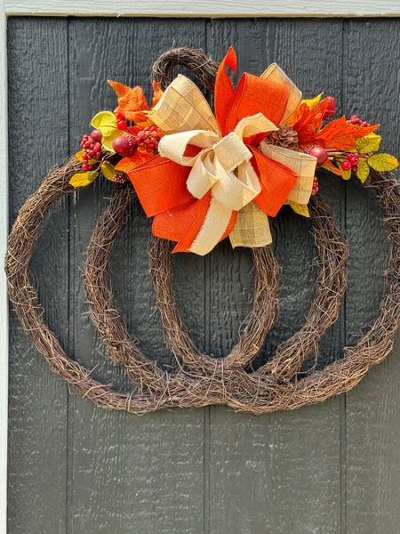 Pumpkin wreath - Thanksgiving wreath- Fall pumpkin wreath