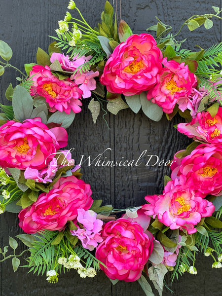 Pink peony wreath