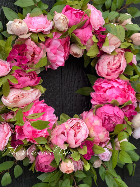 Pink spring wreath - peony wreath - pink peony wreath