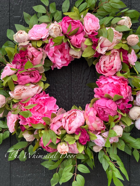 Pink spring wreath - peony wreath - pink peony wreath