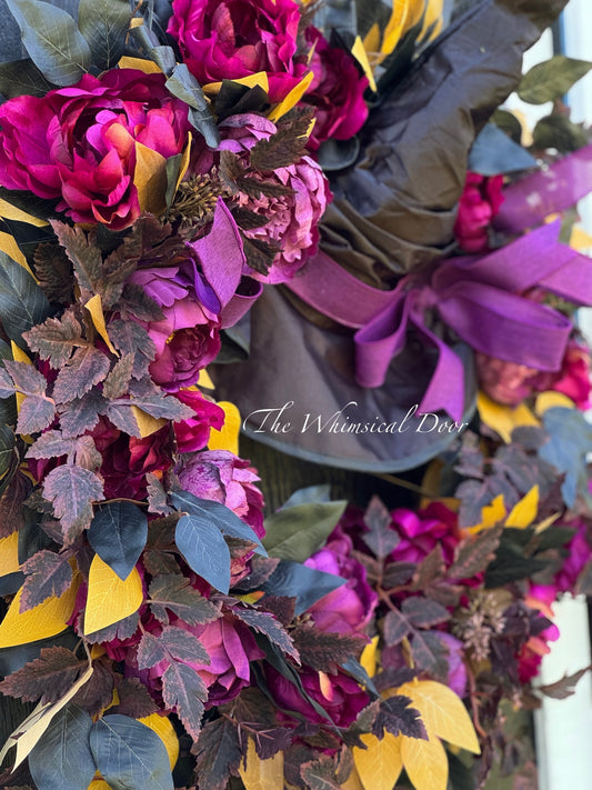 Witch hat wreath - Halloween wreath - Fall Wreath - Whimsical Halloween wreath