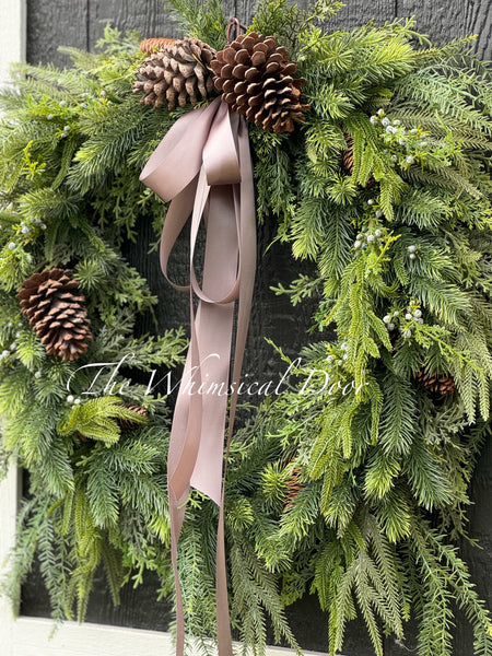 Norfolk pine wreath - Norfolk pine and juniper wreath - Christmas wreath