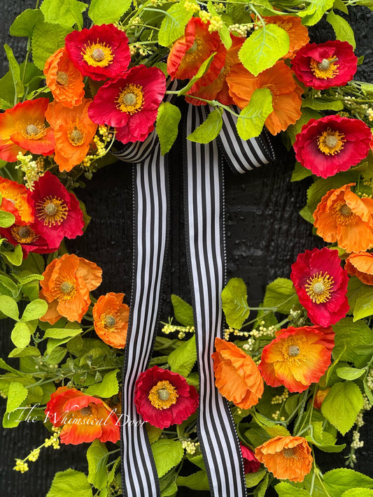 Summer wreath- poppy wreath- new for summer wreath -storm door wreath