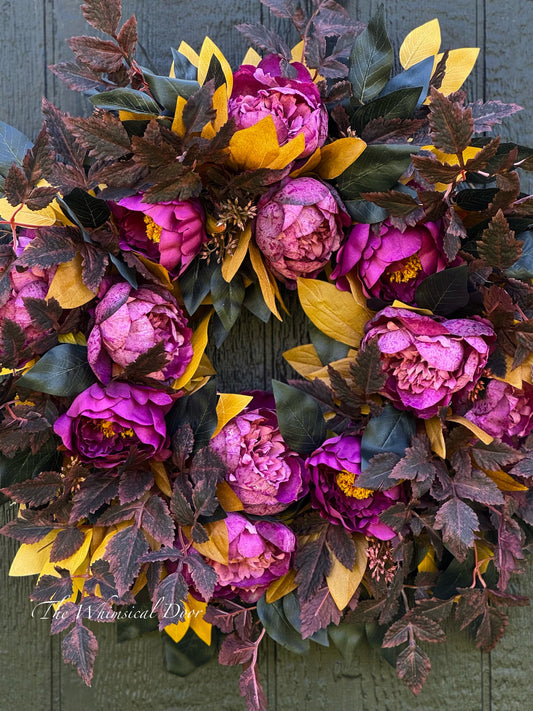 Halloween wreath - Fall wreath - Moody fall wreath - Fall peony wreath
