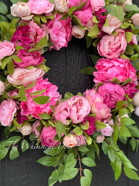 Pink spring wreath - peony wreath - pink peony wreath